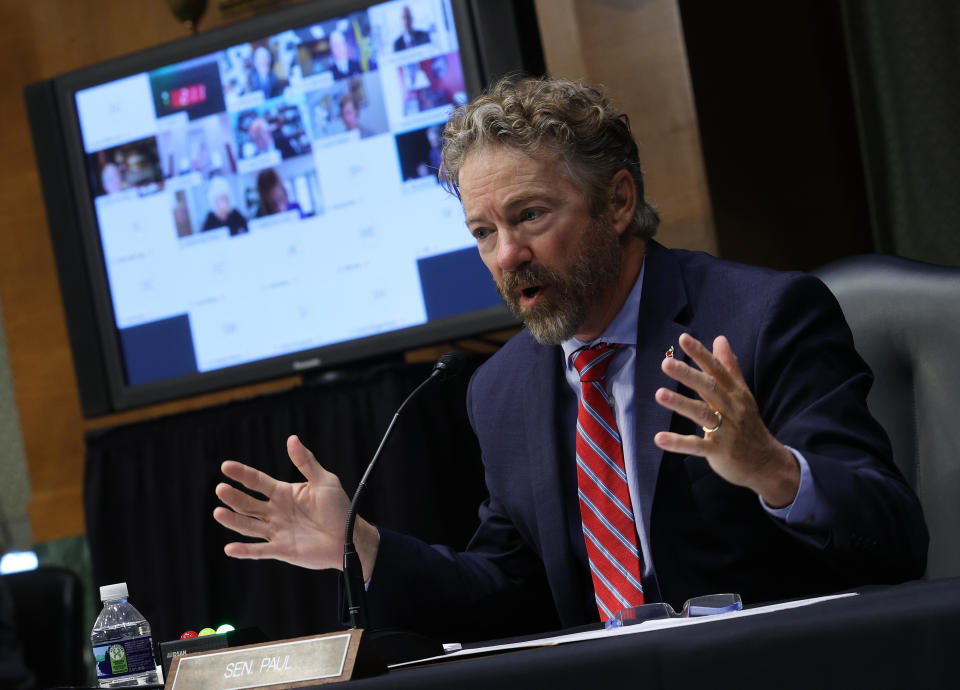 Sen. Rand Paul (R-KY) speaks during a Senate Health, Education, Labor and Pensions Committee hearing on Capitol Hill on May 12, 2020 in Washington, DC. (Win McNamee/Getty Images)