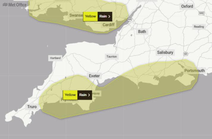 Dorset Echo: The weather warning is in place for much of the day 