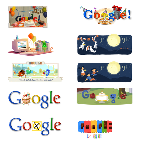 Some of Google's birthday doodles over the years.
