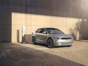 <p>The Ioniq 5 is the first product of Hyundai's new, all-electric Ioniq subbrand. The Ioniq 5's modern look is drawn in large part from the <a href="https://www.caranddriver.com/news/a28943381/hyundai-45-concept-electric-future-design/" rel="nofollow noopener" target="_blank" data-ylk="slk:Hyundai 45 concept;elm:context_link;itc:0;sec:content-canvas" class="link ">Hyundai 45 concept</a>. The U.S.-market Ioniq 5 will make up to 300 horsepower and 446 pound-feet of torque and will have a 77.4-kWh battery. It is slated to go on sale this fall, with other Ioniq models expected in 2022 and 2024.</p>