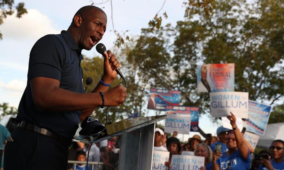 Andrew Gillum said: ‘I would conclude that the president is in some ways complicit in the deteriorated rhetoric that is leading people to resort to political violence.’