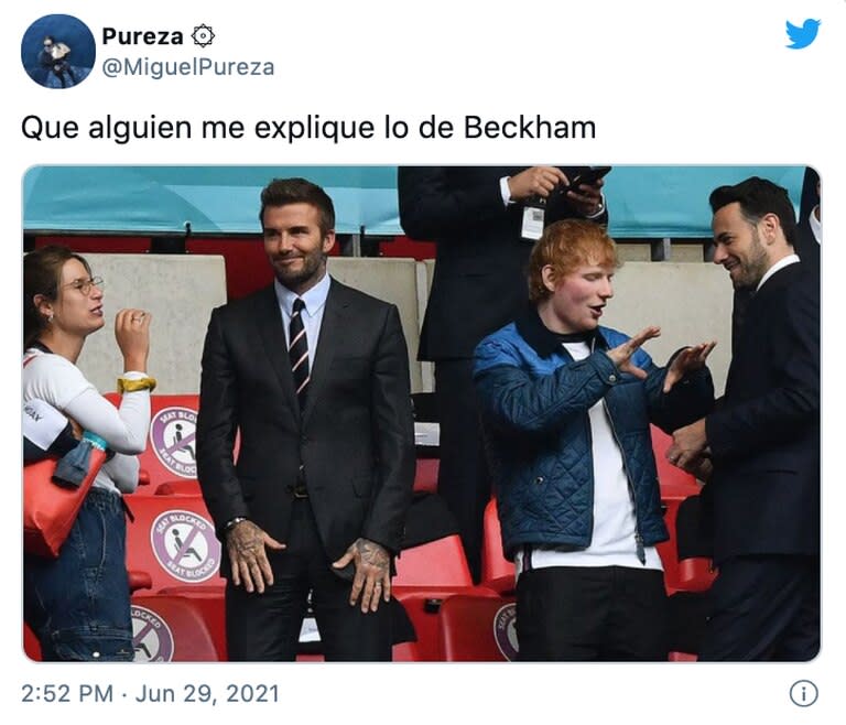 Los usuarios reaccionaron ante la presencia de Beckham y Ed Sheeran en la Eurocopa