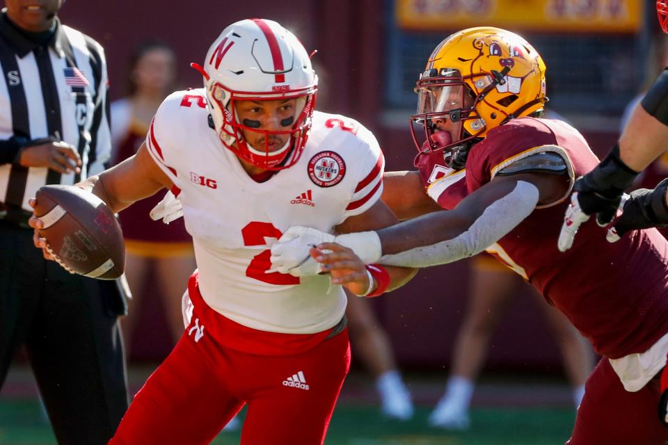 Kansas State quarterback Adrian Martinez (2), a graduate transfer from Nebraska, has fit in well this spring with the Wildcats.