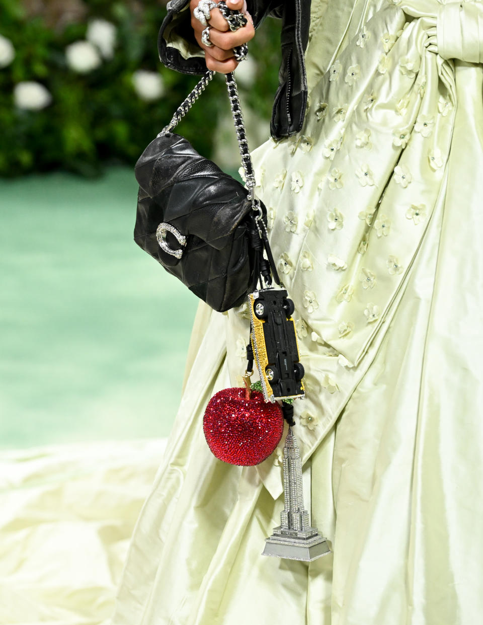 a close up of storm reid's coach bag at the 2024 met gala