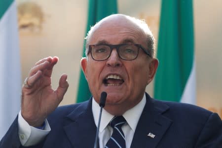 FILE PHOTO: Former New York City Mayor Rudy Giuliani speaks during a rally to support a leadership change in Iran outside the U.N. headquarters in New York City