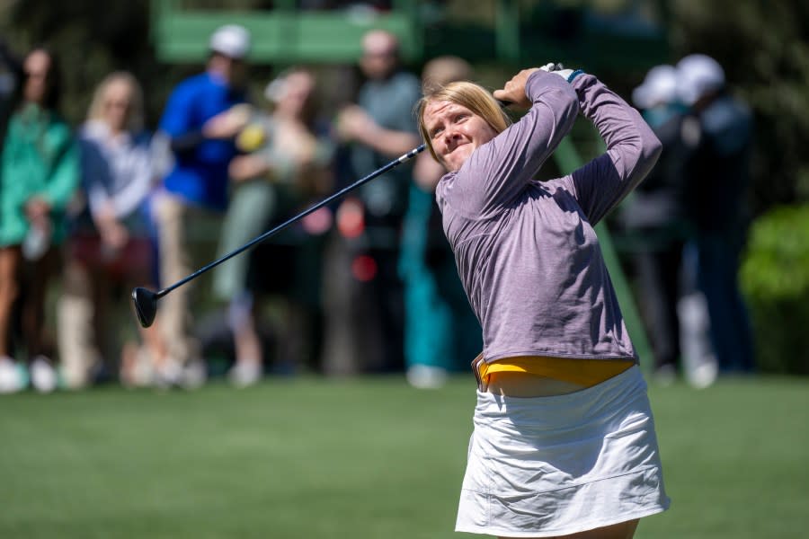 Ingrid Lindblad of Sweden plays a stroke from the No. 7 tee during the final round of the Augusta National Women’s Amateur at Augusta National Golf Club, Saturday, April 6, 2024. (Photo courtesy: Augusta National Women’s Amateur)