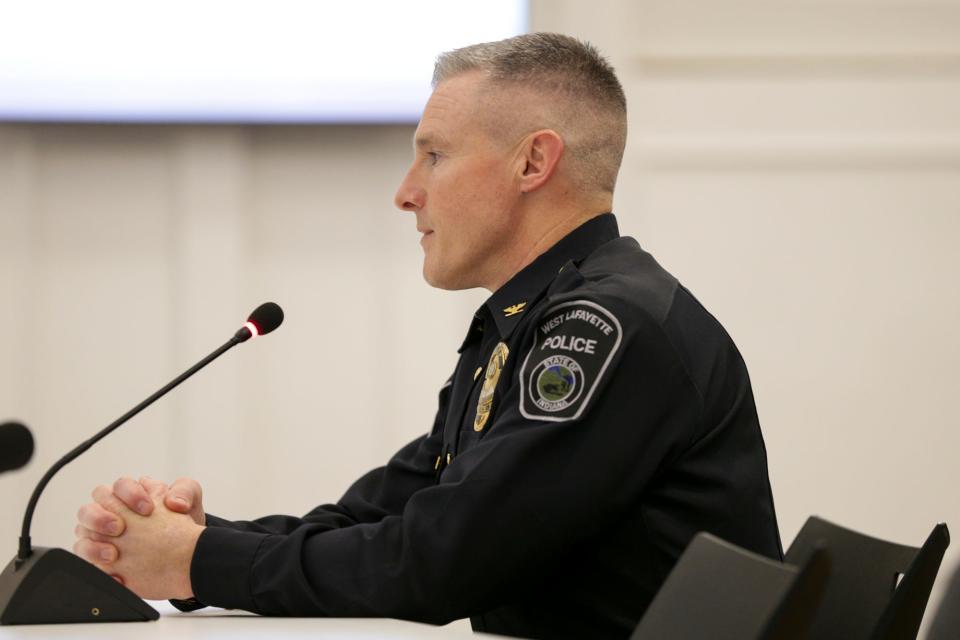 West Lafayette Police Chief Troy Harris speaks during a city council meeting, Monday, Dec. 6, 2021 in West Lafayette.