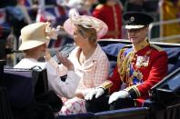 <p>The Earl and Countess of Wessex ride in a carriage as the Royal Procession leaves Buckingham Palace for the Trooping the Colour ceremony at Horse Guards Parade.</p>