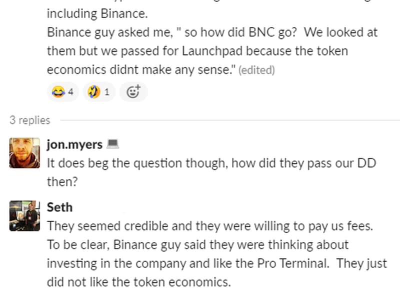 Slack conversation on token listing standards