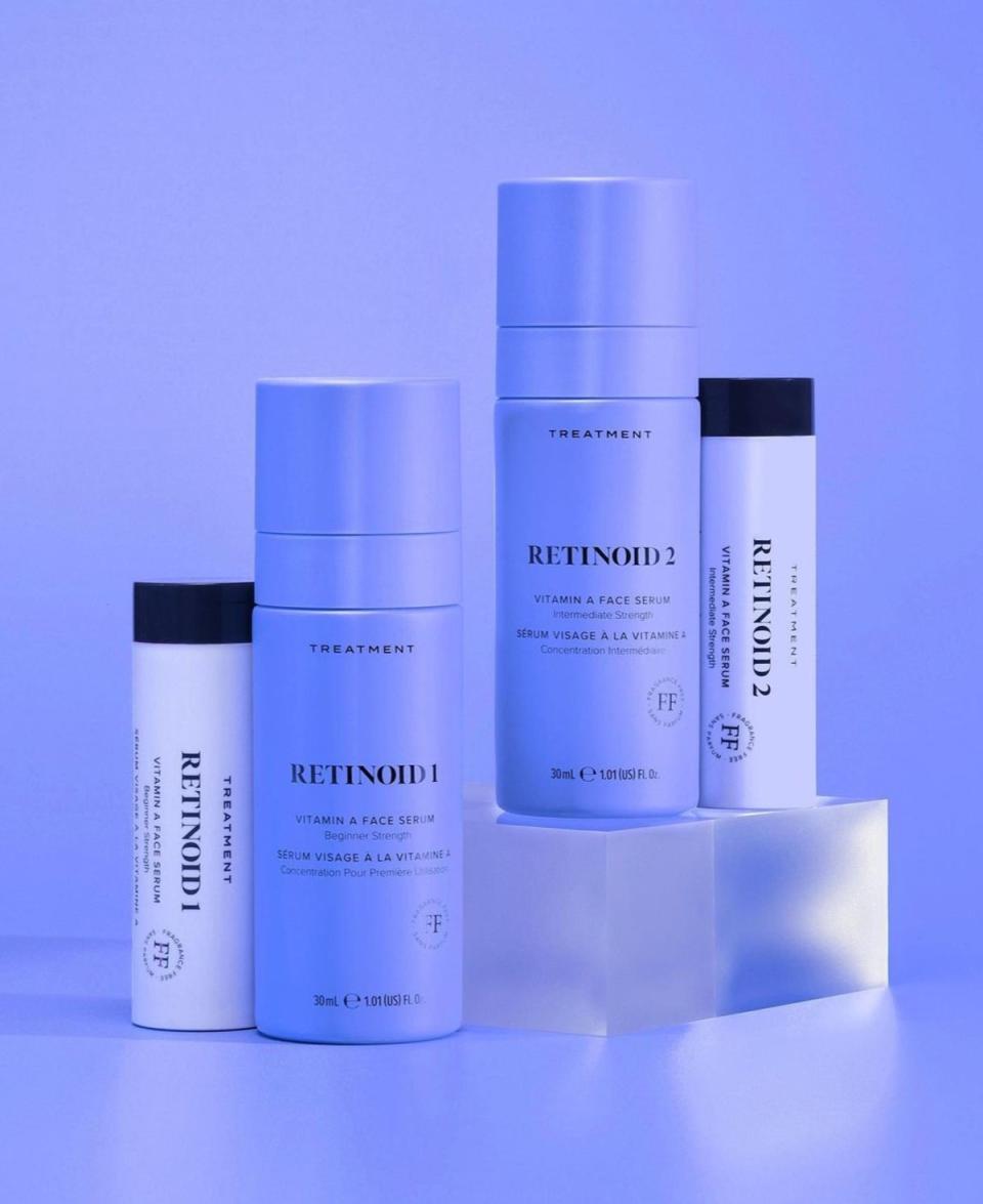 The first products from her new Skin Rocks skincare line — a pair of vitamin A serums: Retinoid 1 and Retinoid 2 (Skinrocks)