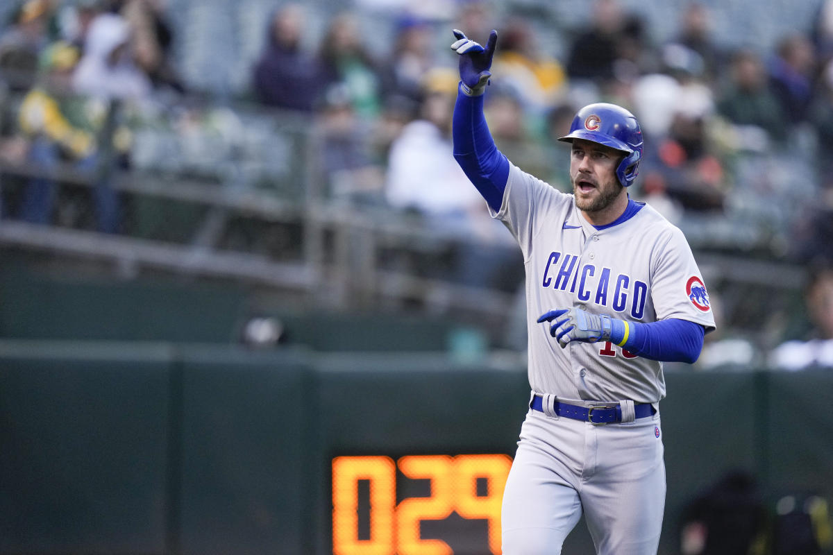 Chicago Cubs first baseman Patrick Wisdom (16) during a baseball