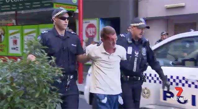 Jay Brant was arrested in Adelaide's CBD. Picture: 7 News