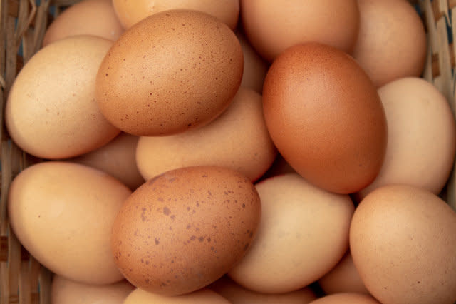 A Basket of Hens Eggs from Above