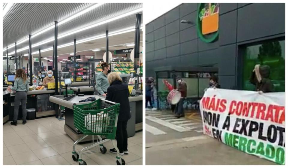 "Mulas de carga": la realidad de los trabajadores de Mercadona. Fuentes: Cristina Arias/Cover/Getty Images y CIG Mercadona.