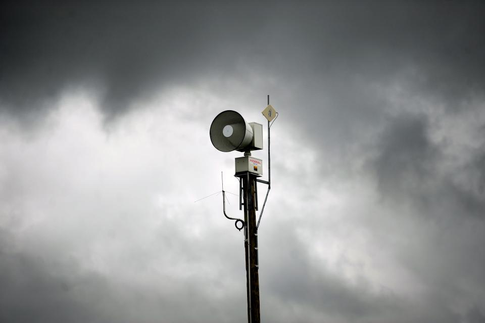 Tornado siren on 5 Points Road on the southeast side of Indianapolis.