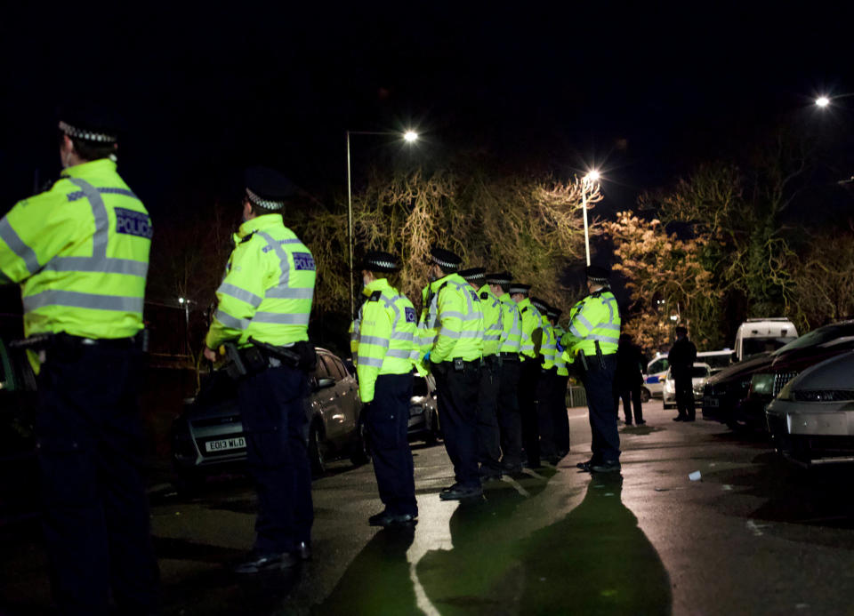 Dozens of 'travellers' broke lockdown rules to "attend a wake" being held on a static caravan site.