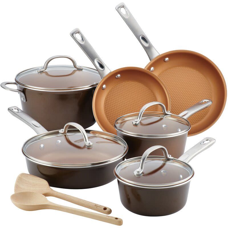 17) 12 Piece Aluminum Non Stick Cookware Set