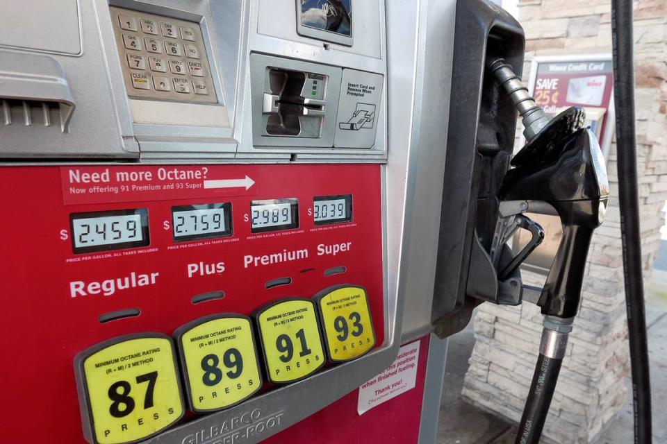 FILE - In this Sept. 17, 2019, file photo, a gas pump reflecting current prices is seen in Orlando, Fla. On Thursday, Feb. 13, 2020, the Labor Department releases Consumer Price Index for January. (AP Photo/John Raoux, File)