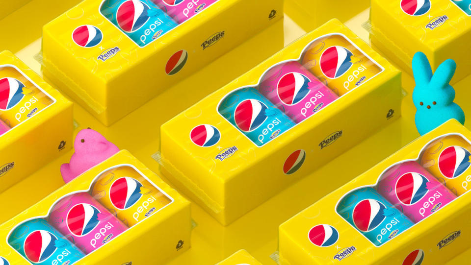 Packages of Pepsi x Peeps soda