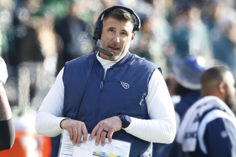 The Tennessee Titans fired head coach Mike Vrabel on Tuesday after a 6-11 campaign in 2023-24. File Photo by John Angelillo/UPI