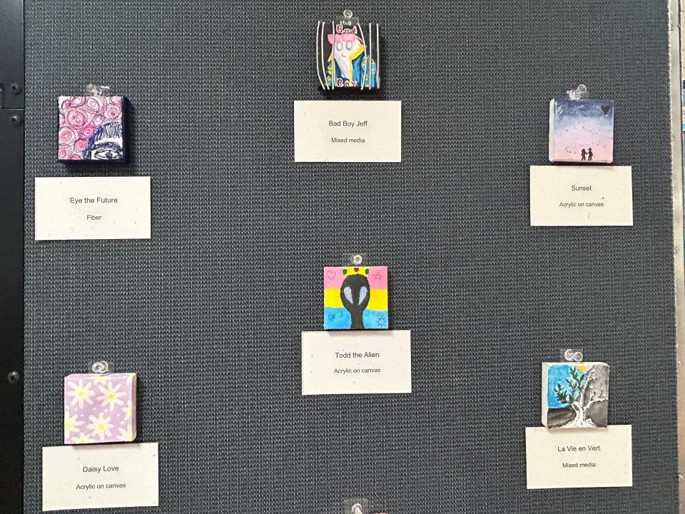 Nearly 300 students of elementary school to college aged participated in the third annual tiny art show at LSSU, decorating two entire boards of 2 inch by 2 inch art pieces.
