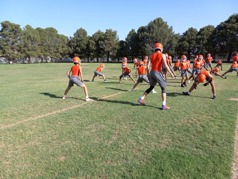 The Artesia High School Bulldogs prepare for the first practice of the 2023 fall football season on July 31, 2023. Artesia is set to travel 772 miles during the upcoming football season.