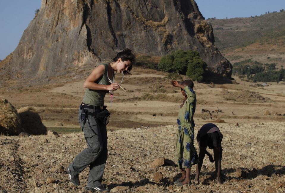 D. Magdalena Sorger searches for ants in Ethiopia. <cite>Mark Moffett</cite>