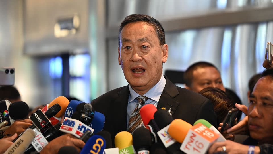 Thailand's Prime Minister Srettha Thavisin at the Siam Paragon shopping center in Bangkok on October 4, a day after a shooting at the mall that left two people dead.  - Lillian Suwanrumpha/AFP/Getty Images