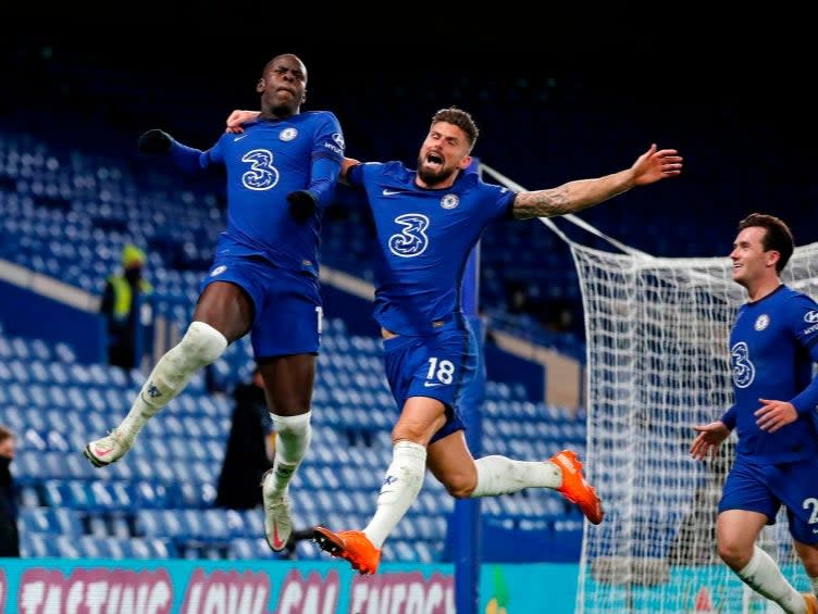 Kurt Zouma celebrates scoring (Getty)