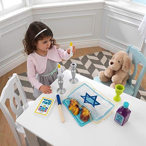 13)  21-Piece Wooden Shabbat Set with Sliceable Challah Bread