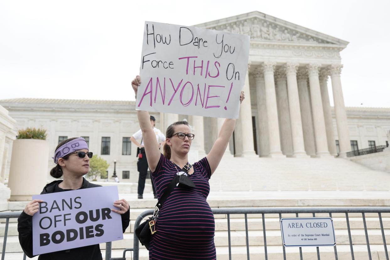 Abortion rights activists demonstrate in front of the Supreme Court in Washington, D.C., on Tuesday. (Anna Moneymaker/Getty Images)
