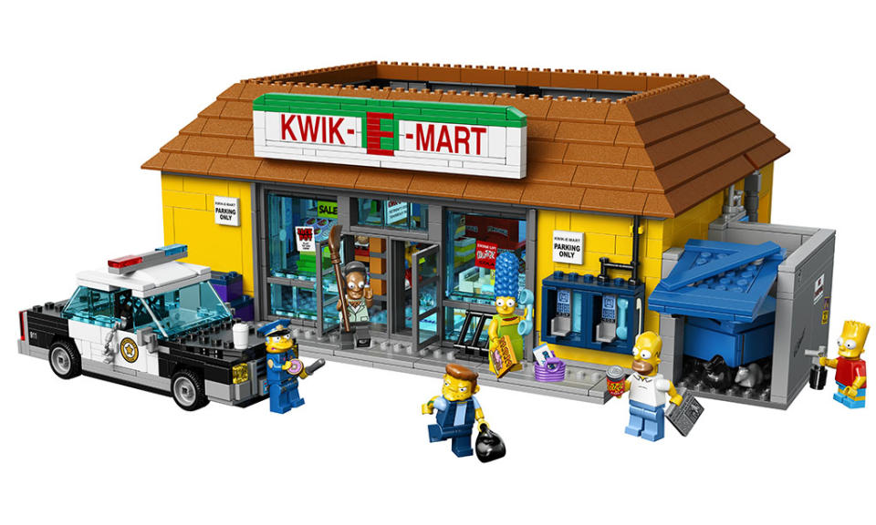 The 2,179-brick edifice will set you back $199.99 — that’s less than two boxes of Kwik-E-Mart Valentine’s chocolates. The Lego set is part of a year-long 25th anniversary celebration of the Kwik-E-Mart’s first appearance on ‘The Simpsons.’