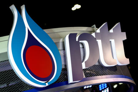 FILE PHOTO: The logo of PTT is pictured at the 38th Bangkok International Motor Show in Bangkok, Thailand March 28, 2017. REUTERS/Athit Perawongmetha/File Photo