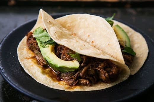 <strong>Get the <a href="http://www.simplyrecipes.com/recipes/slow_cooker_mexican_pulled_pork/" target="_blank">Slow Cooker Mexican Pulled Pork</a> recipe from Simply Recipes</strong>