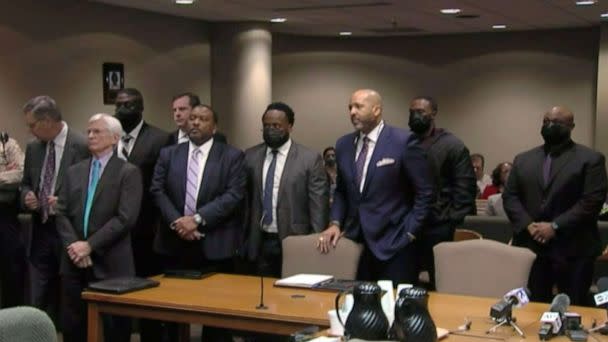 PHOTO: Tadarrius Bean, Demetrius Haley, Desmond Mills Jr., Emmitt Martin III and Justin Smith entered a not-guilty please in court after the death of Tyre Nichols, Feb. 17, 2023. (ABC News)