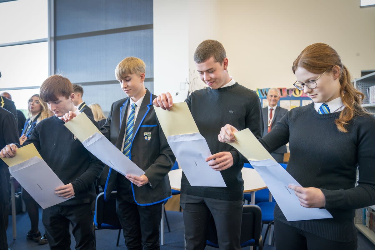 Pupils in Scotland opening their exam results  (PA Wire)
