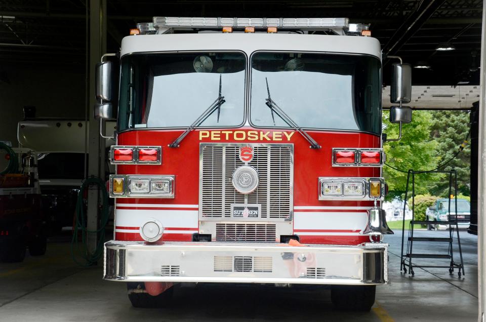 A Petoskey Department of Public Safety fire truck is shown.