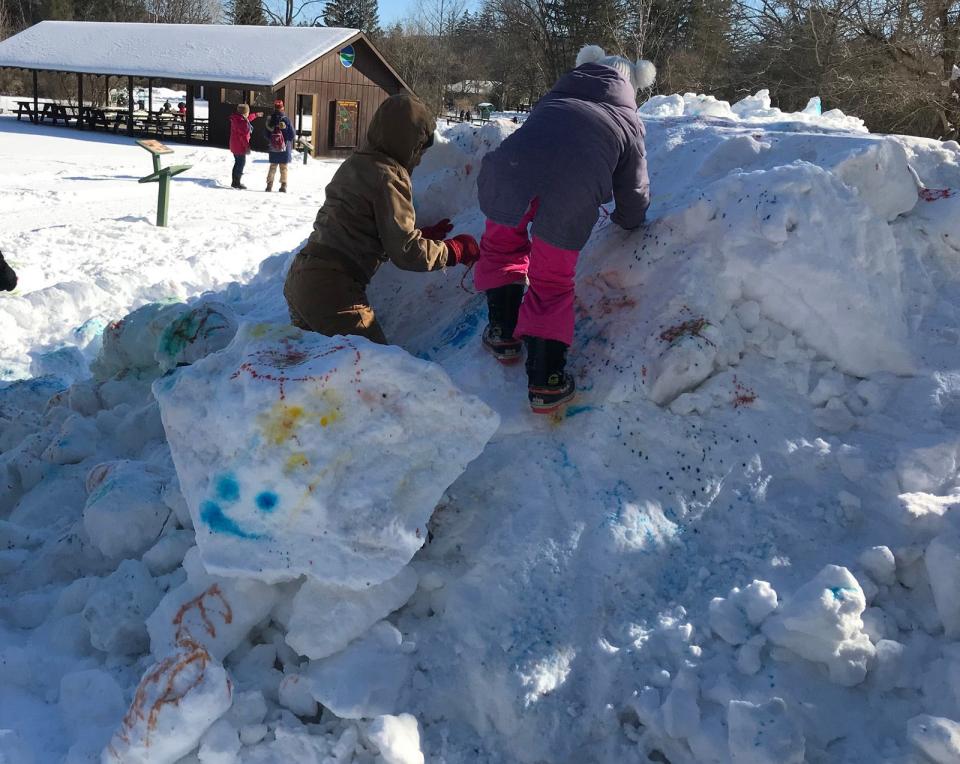 The Winter Living Celebration Jan. 22 at Rogers Environmental Education Center in Sherburne had snow painting sponsored by Golden Artist Colors.