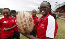 Kenya Rugby Women's team Captain Catherine Abilla poses for a photograph after a light training session at the RFUEA grounds in the capital Nairobi, April 4, 2016. REUTERS/Thomas Mukoya