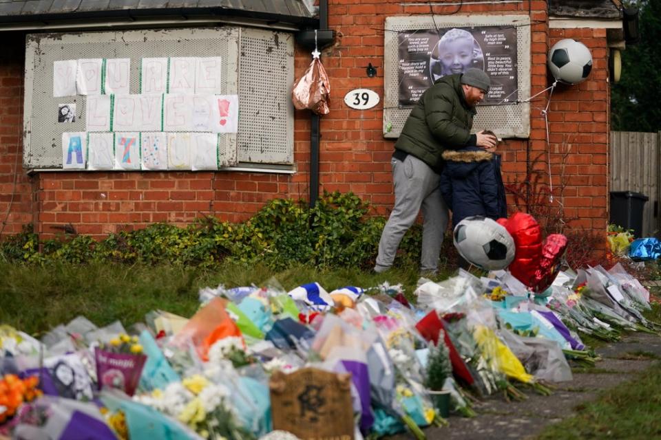 Flowers were laid outside Arthur’s former home (Jacob King/PA) (PA Wire)