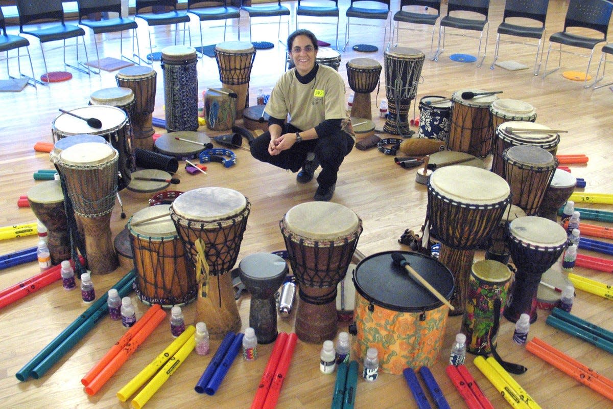 Lori Fithian, drum circle facilitator and workshop leader, will bring her collection of hand drums and percussion toys to the June 3 summer reading kickoff event in Petoskey.