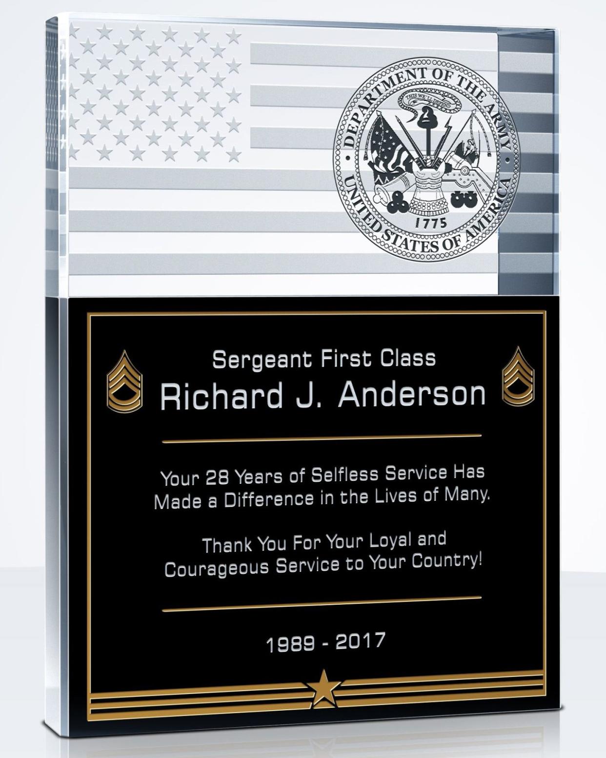 custom army service plaque