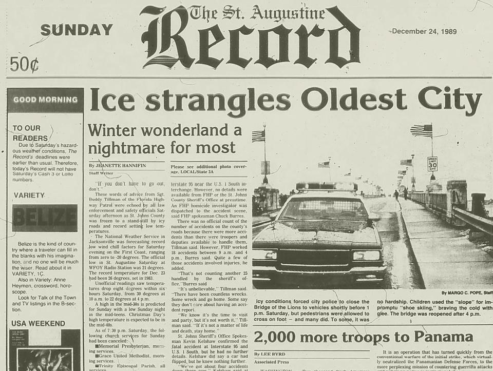 The front page of the St. Augustine Record from Dec. 24, 1989.