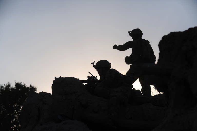 US Army soldiers are pictured patrolling near Baraki Barak base in Logar Province on October 11, 2012. The Afghan government demanded Sunday the withdrawal of US special forces from Wardak and Logar within two weeks