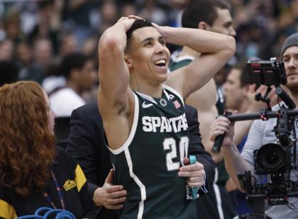 Travis Trice scored 17 points in Michigan State's OT victory over Louisville. (AP)