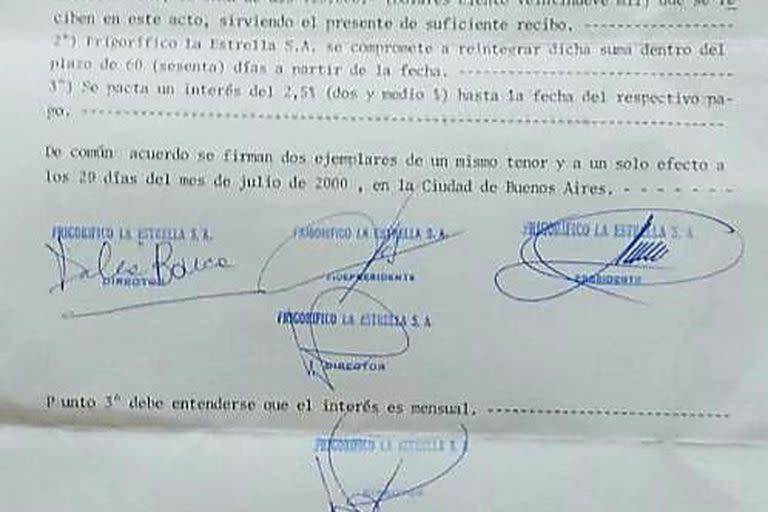 El documento que firmaron las dos mujeres tras el préstamo (Foto: Gentileza Naanim Timoyko)