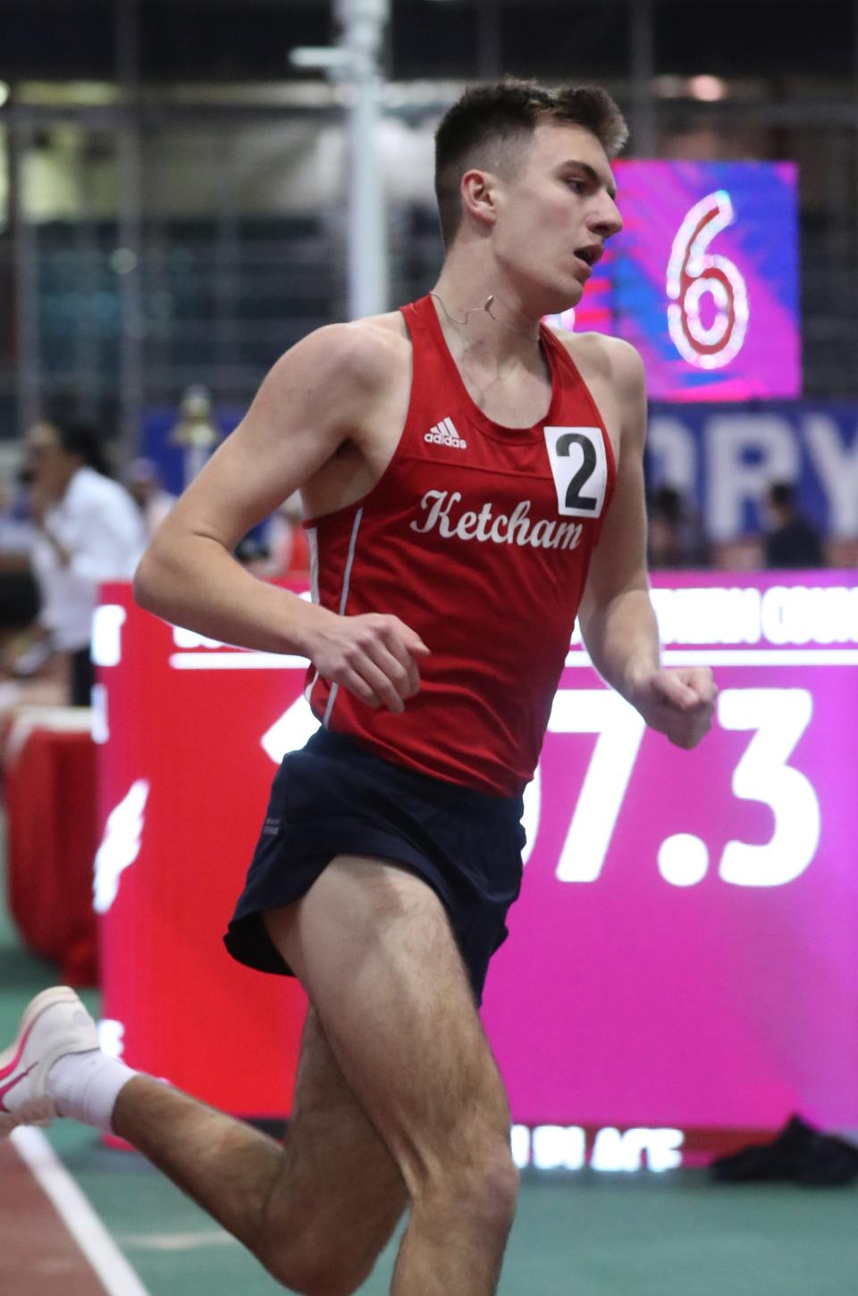 Ketcham's Connor Hitt won the Northern County1600-meter run and Ryan Tuohy was second at the Rockland and Northern Counties track and field championships at the Armory on Jan. 26, 2024.