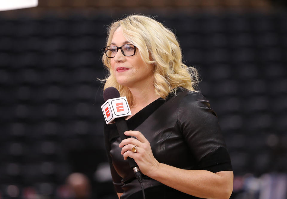 Doris Burke said she's doing well after testing positive for COVID-19. (Photo by Tom Szczerbowski/Getty Images)