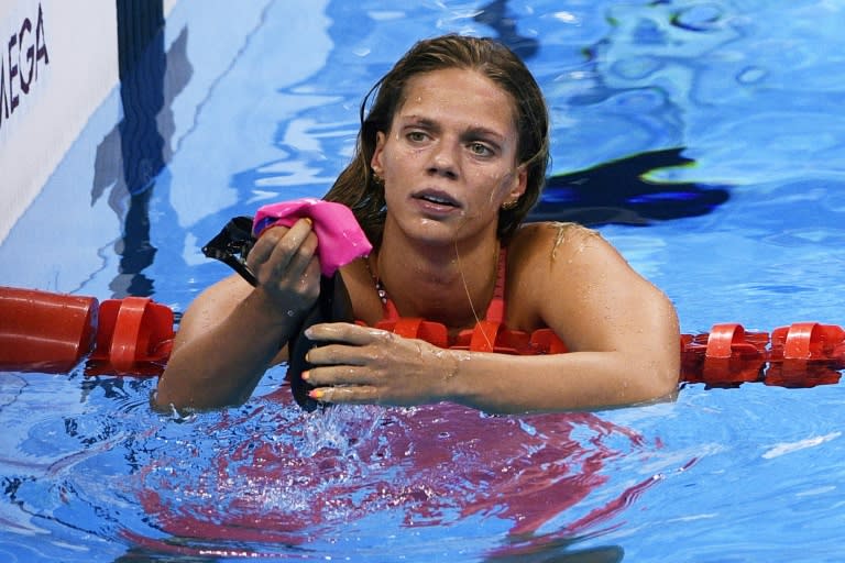 Russia's Yuliya Efimova after placing second in the women's 100m breaststroke final at the 2016 Olympics in Rio (Martin BUREAU)