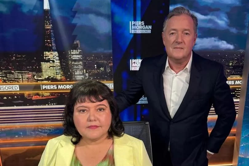 Piers Morgan with "Real Life" Martha Fiona Harvey